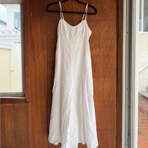 Abercrombie & Fitch White Linen Spaghetti Strap Maxi Dress Small